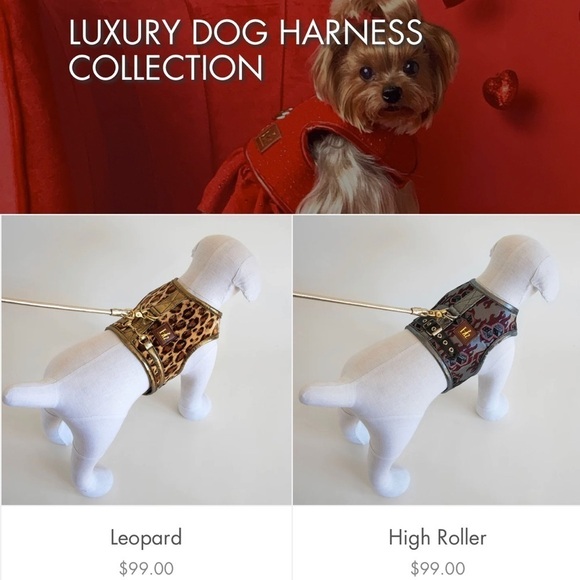 Haute Hounds Luxury Dog Harness Small Red Rhinestone Croc Faux Patent Leather - Picture 8 of 9